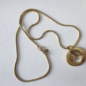 Dior Gold Disc Logo Necklace